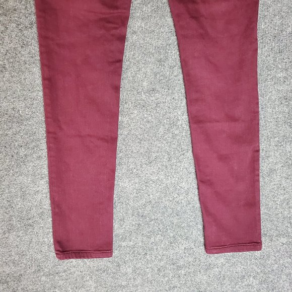 Miss Me Mid Rise Skinny 25 (Meas 26x29 7" Low Rise) Burgundy Denim EUC Jeans A21 - Picture 5 of 9